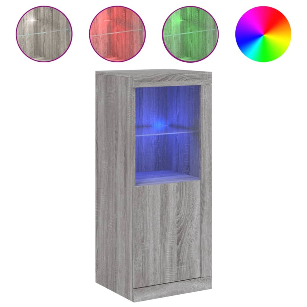 vidaXL Servantă cu lumini LED, gri sonoma, 41x37x100 cm