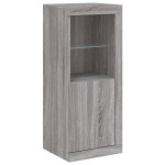vidaXL Servantă cu lumini LED, gri sonoma, 41x37x100 cm vidaXL Servantă cu lumini LED, gri sonoma, 41x37x100 cm
