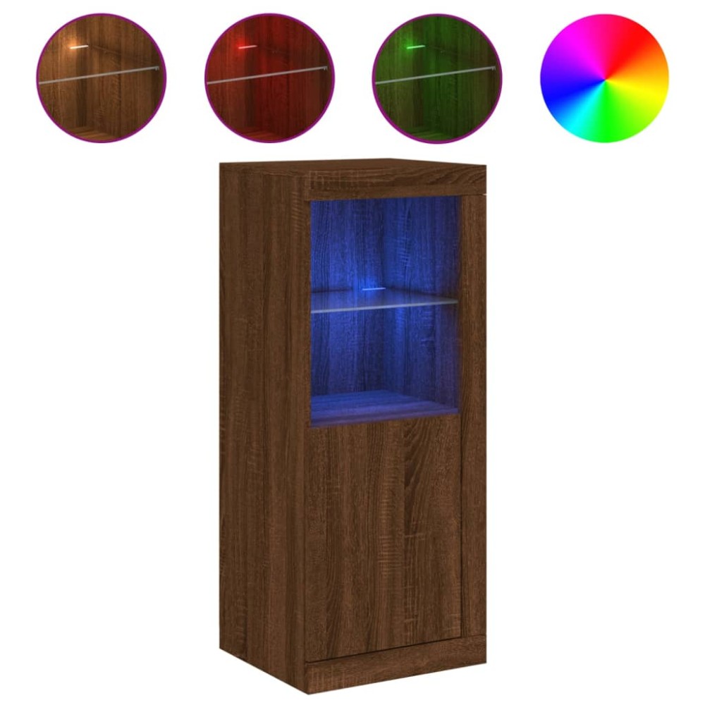 vidaXL Servantă cu lumini LED, stejar maro, 41x37x100 cm