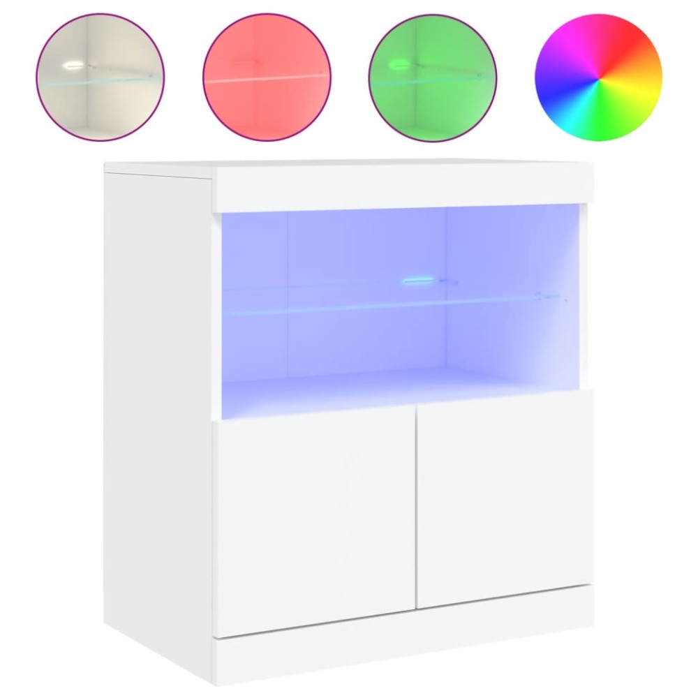 vidaXL Servantă cu lumini LED, alb, 60x37x67 cm