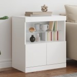 vidaXL Servantă cu lumini LED, alb, 60x37x67 cm vidaXL Servantă cu lumini LED, alb, 60x37x67 cm