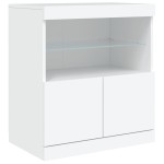 vidaXL Servantă cu lumini LED, alb, 60x37x67 cm vidaXL Servantă cu lumini LED, alb, 60x37x67 cm