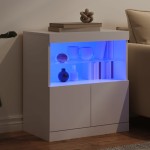 vidaXL Servantă cu lumini LED, alb, 60x37x67 cm vidaXL Servantă cu lumini LED, alb, 60x37x67 cm