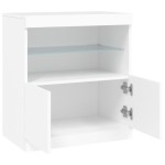 vidaXL Servantă cu lumini LED, alb, 60x37x67 cm vidaXL Servantă cu lumini LED, alb, 60x37x67 cm