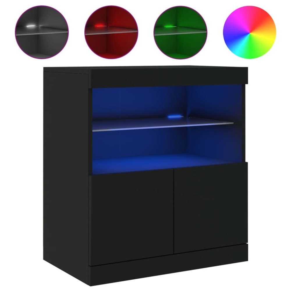 vidaXL Servantă cu lumini LED, negru, 60x37x67 cm