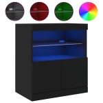 vidaXL Servantă cu lumini LED, negru, 60x37x67 cm vidaXL Servantă cu lumini LED, negru, 60x37x67 cm