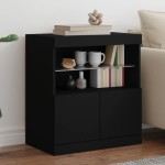 vidaXL Servantă cu lumini LED, negru, 60x37x67 cm vidaXL Servantă cu lumini LED, negru, 60x37x67 cm