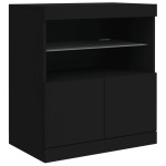vidaXL Servantă cu lumini LED, negru, 60x37x67 cm vidaXL Servantă cu lumini LED, negru, 60x37x67 cm
