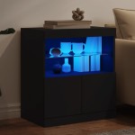 vidaXL Servantă cu lumini LED, negru, 60x37x67 cm vidaXL Servantă cu lumini LED, negru, 60x37x67 cm
