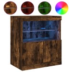 vidaXL Servantă cu lumini LED, stejar fumuriu, 60x37x67 cm vidaXL Servantă cu lumini LED, stejar fumuriu, 60x37x67 cm