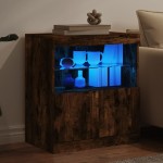 vidaXL Servantă cu lumini LED, stejar fumuriu, 60x37x67 cm vidaXL Servantă cu lumini LED, stejar fumuriu, 60x37x67 cm