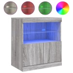 vidaXL Servantă cu lumini LED, gri sonoma, 60x37x67 cm vidaXL Servantă cu lumini LED, gri sonoma, 60x37x67 cm