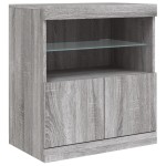 vidaXL Servantă cu lumini LED, gri sonoma, 60x37x67 cm vidaXL Servantă cu lumini LED, gri sonoma, 60x37x67 cm