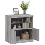 vidaXL Servantă cu lumini LED, gri sonoma, 60x37x67 cm vidaXL Servantă cu lumini LED, gri sonoma, 60x37x67 cm