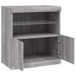 vidaXL Servantă cu lumini LED, gri sonoma, 60x37x67 cm vidaXL Servantă cu lumini LED, gri sonoma, 60x37x67 cm