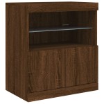vidaXL Servantă cu lumini LED, stejar maro, 60x37x67 cm