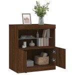 vidaXL Servantă cu lumini LED, stejar maro, 60x37x67 cm