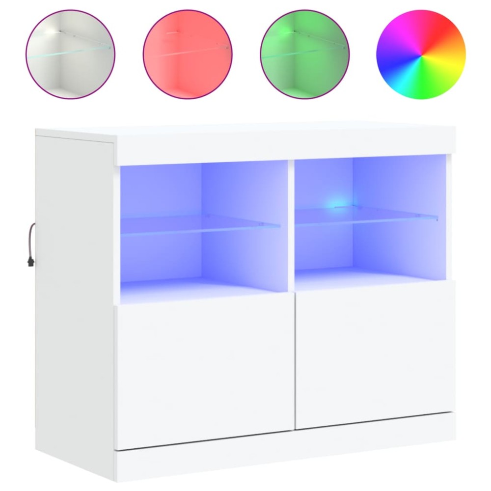 vidaXL Servantă cu lumini LED, alb, 81x37x67 cm