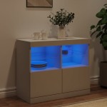 vidaXL Servantă cu lumini LED, alb, 81x37x67 cm vidaXL Servantă cu lumini LED, alb, 81x37x67 cm