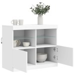 vidaXL Servantă cu lumini LED, alb, 81x37x67 cm vidaXL Servantă cu lumini LED, alb, 81x37x67 cm