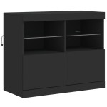 vidaXL Servantă cu lumini LED, negru, 81x37x67 cm