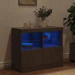 vidaXL Servantă cu lumini LED, negru, 81x37x67 cm