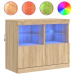 vidaXL Servantă cu lumini LED, stejar sonoma, 81x37x67 cm