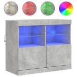 vidaXL Servantă cu lumini LED, gri beton, 81x37x67 cm vidaXL Servantă cu lumini LED, gri beton, 81x37x67 cm