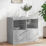 vidaXL Servantă cu lumini LED, gri beton, 81x37x67 cm vidaXL Servantă cu lumini LED, gri beton, 81x37x67 cm