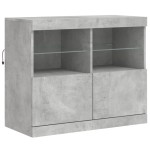 vidaXL Servantă cu lumini LED, gri beton, 81x37x67 cm vidaXL Servantă cu lumini LED, gri beton, 81x37x67 cm