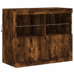 vidaXL Servantă cu lumini LED, stejar fumuriu, 81x37x67 cm