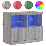 vidaXL Servantă cu lumini LED, gri sonoma, 81x37x67 cm vidaXL Servantă cu lumini LED, gri sonoma, 81x37x67 cm