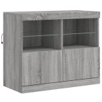 vidaXL Servantă cu lumini LED, gri sonoma, 81x37x67 cm vidaXL Servantă cu lumini LED, gri sonoma, 81x37x67 cm
