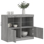 vidaXL Servantă cu lumini LED, gri sonoma, 81x37x67 cm vidaXL Servantă cu lumini LED, gri sonoma, 81x37x67 cm