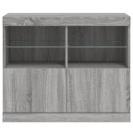 vidaXL Servantă cu lumini LED, gri sonoma, 81x37x67 cm vidaXL Servantă cu lumini LED, gri sonoma, 81x37x67 cm