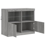 vidaXL Servantă cu lumini LED, gri sonoma, 81x37x67 cm vidaXL Servantă cu lumini LED, gri sonoma, 81x37x67 cm
