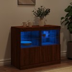 vidaXL Servantă cu lumini LED, stejar maro, 81x37x67 cm vidaXL Servantă cu lumini LED, stejar maro, 81x37x67 cm