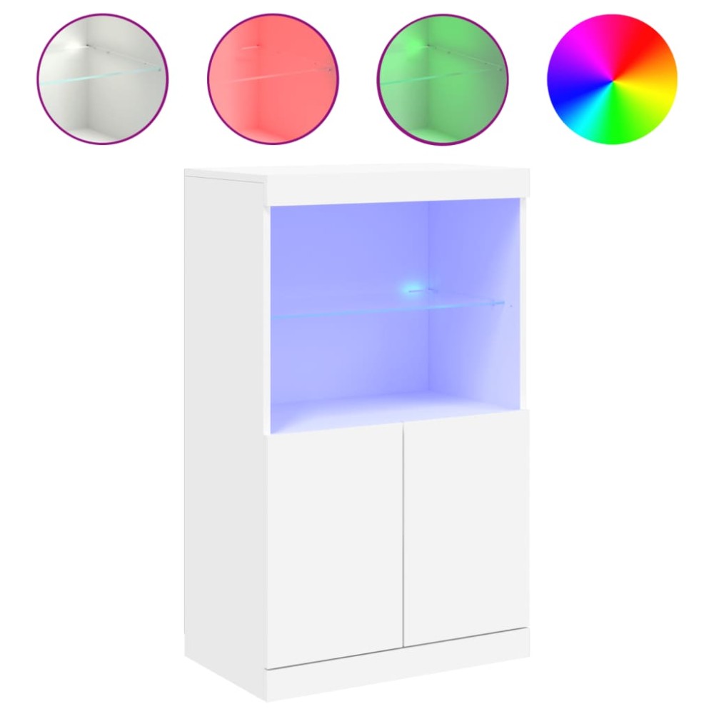 vidaXL Servantă cu lumini LED, alb, 60,5x37x100 cm