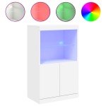 vidaXL Servantă cu lumini LED, alb, 60,5x37x100 cm