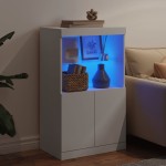 vidaXL Servantă cu lumini LED, alb, 60,5x37x100 cm