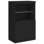 vidaXL Servantă cu lumini LED, negru, 60,5x37x100 cm vidaXL Servantă cu lumini LED, negru, 60,5x37x100 cm