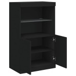 vidaXL Servantă cu lumini LED, negru, 60,5x37x100 cm vidaXL Servantă cu lumini LED, negru, 60,5x37x100 cm