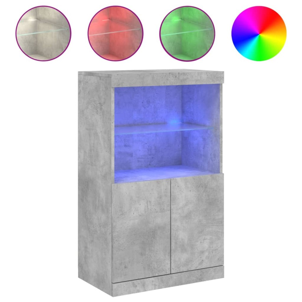 vidaXL Servantă cu lumini LED, gri beton, 60,5x37x100 cm