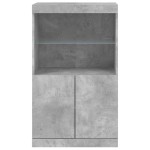 vidaXL Servantă cu lumini LED, gri beton, 60,5x37x100 cm