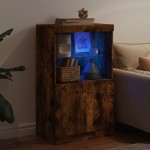 vidaXL Servantă cu lumini LED, stejar fumuriu, 60,5x37x100 cm vidaXL Servantă cu lumini LED, stejar fumuriu, 60,5x37x100 cm