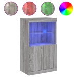 vidaXL Servantă cu lumini LED, gri sonoma, 60,5x37x100 cm