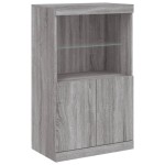 vidaXL Servantă cu lumini LED, gri sonoma, 60,5x37x100 cm