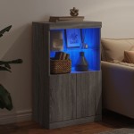 vidaXL Servantă cu lumini LED, gri sonoma, 60,5x37x100 cm