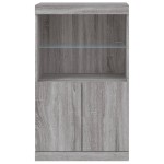 vidaXL Servantă cu lumini LED, gri sonoma, 60,5x37x100 cm