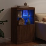 vidaXL Servantă cu lumini LED, stejar maro, 60,5x37x100 cm vidaXL Servantă cu lumini LED, stejar maro, 60,5x37x100 cm